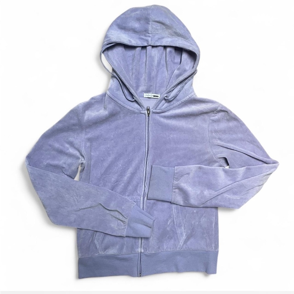 Fashion Nova lavender Velvet Zip up Hoodie